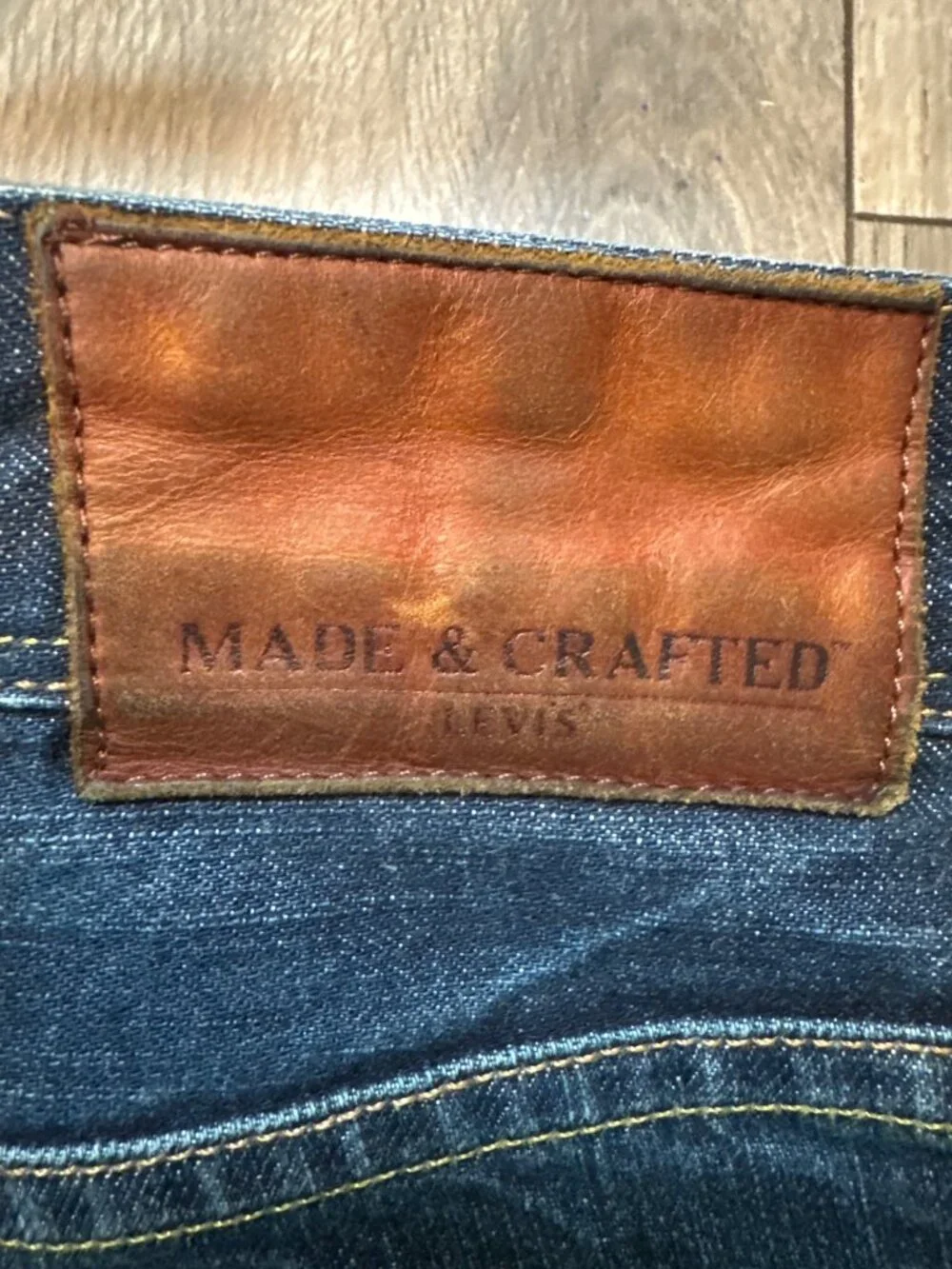 Levis Made & Crafted Mens Ruler Straight Jeans W29 Bovine Leather Patch Button F